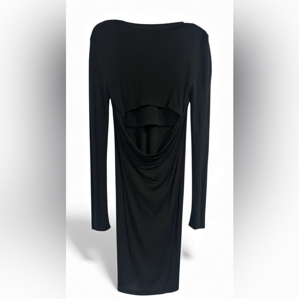 T by A l e x a n d e r Wang Matte Jersey Long Sleeve Back Cowl Mini Dress - Picture 6 of 10